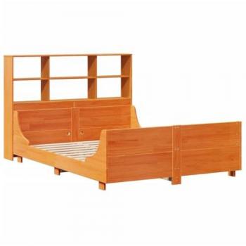 Cama con Estantería Sin Colchón Madera Maciza Marrón 135x190 cm