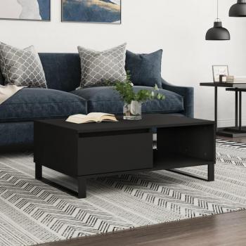 Mesa de centro negra 90x60x35 cm en madera multicapa y madera de ingeniería