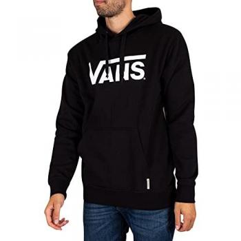 Vans Men's Classic Black Hoodie with Central Pocket and Logo Print, Size M