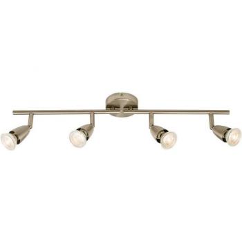 Amalfi Barra 4 focos Acero Níquel satinado, Foco de luz ajustable 4 luces níquel satinado, GU10
