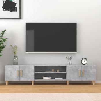 Mueble de TV de madera contrachapada gris con acabado de hormigón, dimensiones 180x31,5x40 cm