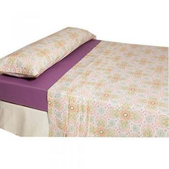 VENCA Juego 2 Piezas Estampado arabesco polialgodón hogar by Vencastyle - 450073,Estampado Crudo/Verde/Naranja/Lila,150