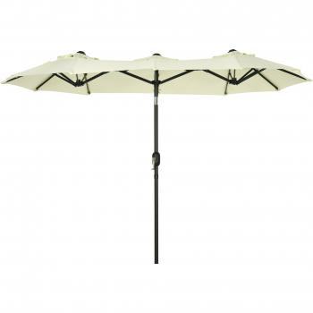 Sombrilla Doble de Jardín con Inclinación de 45° y Manivela para Terraza Balcón Piscina 285x147x227 cm Beige