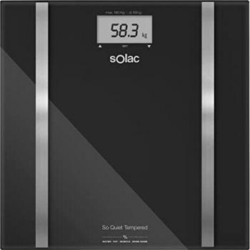 Báscula de Baño Solac PD7636 de Cristal Templado Electrónica Rectangular Negra