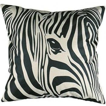 Luxbon Funda de Cojín Almohada Lino Duradero Cebra Rayado Decoración para Sofá Cama Coche 18x18 45x45 cm
