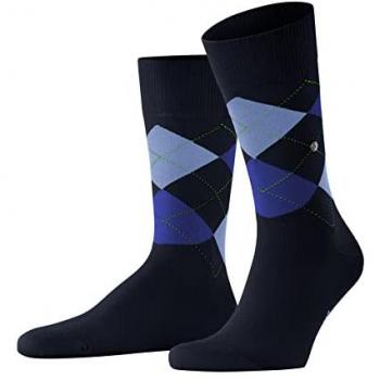 Burlington Men's King Argyle Cotton Socks - Navy - Size 6.5-11
