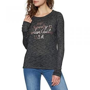 Superdry Parton LS - Camiseta de Manga Larga para Mujer, Color Negro Negro Negro