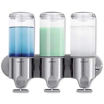 simplehuman BT1029 - Dispensador de pared triple en acero inoxidable, 444 ml