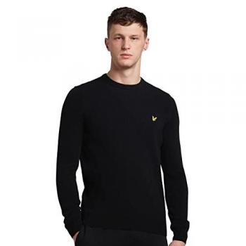 Lyle & Scott Men's Jet Black Marl Crew Neck Lambswool Sweater - Size Medium