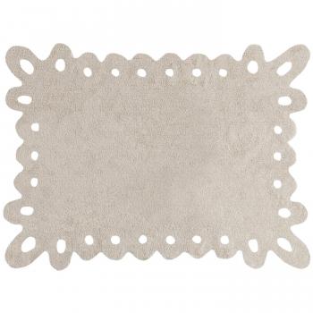 Alfombra lavable bordada de algodón beige 120x160 cm