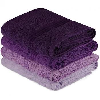 Juego de Toallas de Baño Wellhome Lila 100% Algodón 4 Piezas - Suavidad Garantizada