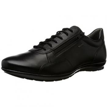 Geox Symbol Men's Black Smooth Leather Sneakers