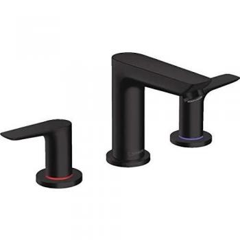 Mezclador de lavabo Hansgrohe Talis E 3 orificios negro mate con desagüe pop-up