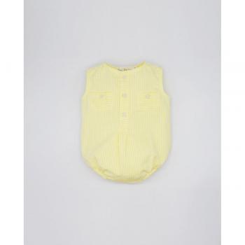 Pelele seersucker amarillo con bolsillos