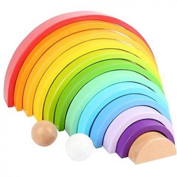 Small Foot XL Rainbow Wooden Building Blocks