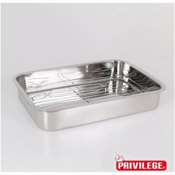 Bandeja Rectangular de Acero con Grill 42x31cm Colección Privilege