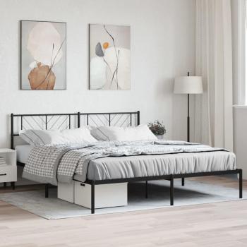 Cabecero de cama de metal negro con patas redondas 200x200 cm Vidaxl