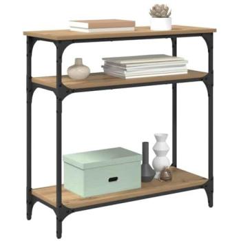 Mesa Consola Roble Artesanal 75 x 29 x 75 cm Madera Ingenierizada