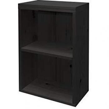 Decowood - Mesa Auxiliar en Madera de Pino Flandes, Halo Pizarra - 60x40x20cm