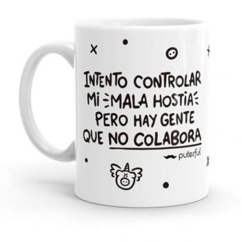 Taza Minimal Resistente con Frase Mala Hostia para Café - Apta para Microondas y Lavavajillas