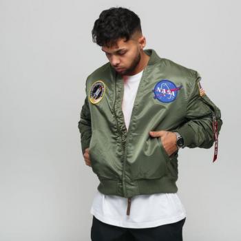 Chaqueta Bomber Hombre Alpha Industries MA-1 VF NASA - Nylon Verde Sage, Estilo Moderno