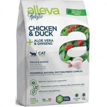 Alleva Holistic Pienso para Gatos Adultos con Pollo y Pato, enriquecido con Aloe Vera y Ginseng