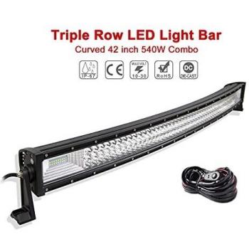 SKYWORLD 42 pulgadas 107 cm 540W curvada barra de trabajo ligera del trabajo, barra de luz led haz combinado del punto de inundación de 12V-24V 6000K para 4x4 SUV ATV UTV con el arnés de cableado