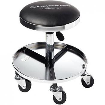 KRAFTWERK Taburete de trabajo con altura ajustable, asiento acolchado, base de acero resistente, ruedas giratorias para fácil movilidad y diseño ergonómico