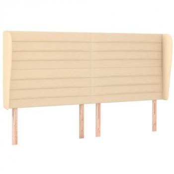 Cabecero con orejas de tela color crema 163x23x118/128 cm
