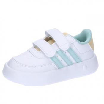 Zapatillas adidas Breaknet 2.0 infantiles blancas con detalles en Aqua y Naranja