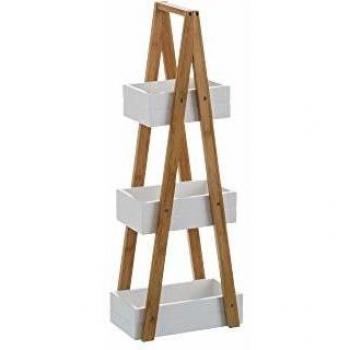 Estantería Blanca de bambú con 3 cestas nórdica para Cuarto de baño Basic - LOLAhome