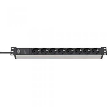 Brennenstuhl Alu-Line Regleta de Enchufes 8 Tomas Protección Sobretensión 2m Interior Negro Plata
