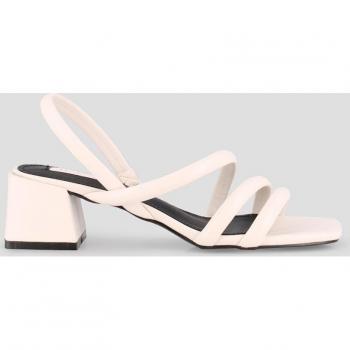 Sandalias de tacón de mujer blancas SUZET con tacón cuadrado y tiras acolchadas