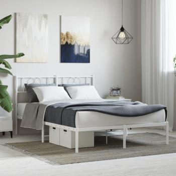 Estructura de cama con cabecero metal blanca 140x200 cm Vidaxl Blanco