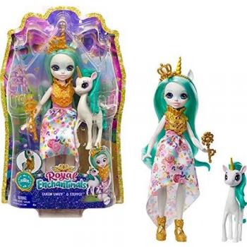 Royal Enchantimals Reina Unity y Stepper, muñeca unicornio con mascota articulada de juguete