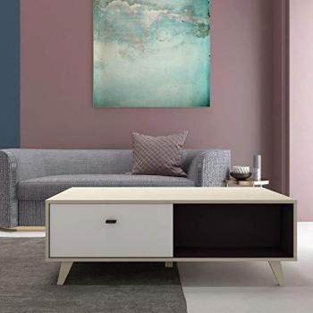 Mesa de centro Concept Usine de madera natural con cajón Skadi