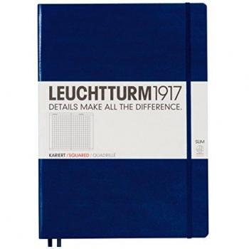 Cuaderno Leuchtturm1917 Master Slim A4+ Tapa Dura 123 Páginas Numeradas Cuadrícula 5x5 mm Azul Marino
