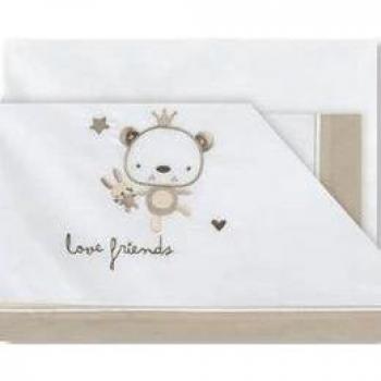 Pirulos 00112310 - Sábanas, diseño love, 50 x 80 cm, color blanco y lino
