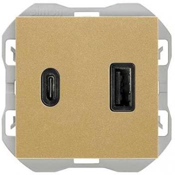 Cargador USB doble A+C 3,1A Quickcharge oro SIMON 270