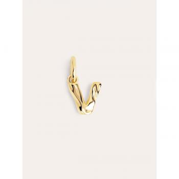 Charm Singularu Letter Organic Plata Baño Oro Letra V