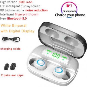 Auriculares Inalámbricos TWS Bluetooth 5.0 con Estuche de Carga de 3500mAh y Cancelación de Ruido para Smartphone