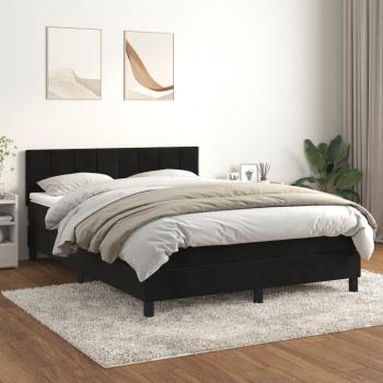 Cama box spring de muelles con colchón negro 140x190 cm en terciopelo