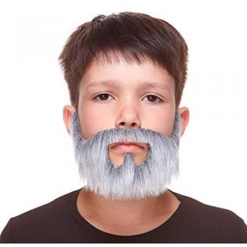 Bigote y barba infantil canosa talla única gris