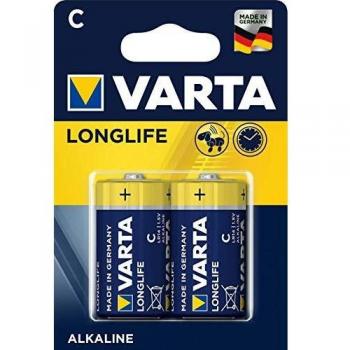 Varta Longlife Extra C LR14 1.5V Alkaline Battery, Single Use, Blister Pack of 2