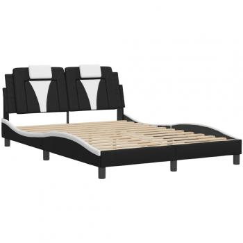 vidaXL Double Faux Leather Bed Frame in Black and White 53.9x74.8