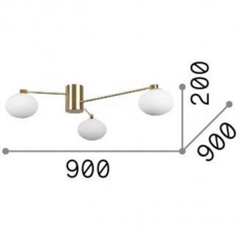Plafón Ideal Lux Hermes, 90 cm, 3 luces, color blanco, material cristal