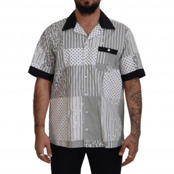 Dolce & Gabbana White Black Patterned Button Down Shirt - IT40 | M