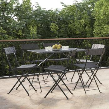vidaXL Folding Bistro Chairs 6 pcs Black Poly Rattan and Steel - Set of 6 folding chairs, made from durable poly rattan and steel frame, weather-resistant, lightweight design for easy transport, suitable for outdoor use