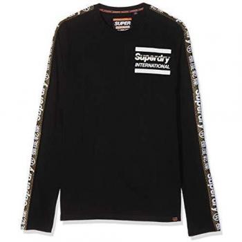 Superdry International Monochrome L/s tee Camisa Manga Larga, Negro
