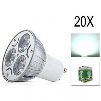 Luz LED GU10 de 3 W de alta potencia ultra brillante bombilla die-casting carcasa Blanco cálido